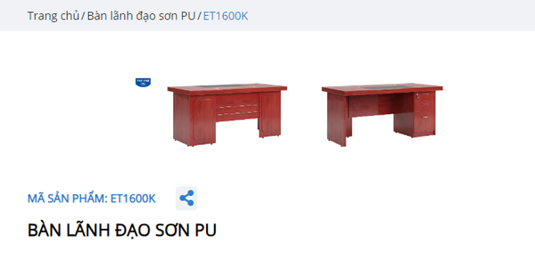 BÀN LÀM VIỆC TRƯỞNG PHÒNG ET1600K-NTX