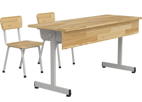 Bộ bàn ghế học sinh cấp 1 cấp 2 ghế rời gỗ tự nhiên chân khung thép sơn tĩnh điện BHS101AG+GHS101AG/BHS101BG+GHS101BG