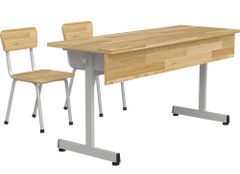 Bộ bàn ghế học sinh cấp 1 cấp 2 ghế rời gỗ tự nhiên chân khung thép sơn tĩnh điện BHS101AG+GHS101AG/BHS101BG+GHS101BG