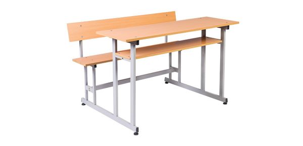 Bộ bàn ghế học sinh cấp 1,2 liền ghế gỗ Melamine khung thép sơn tĩnh điện BHS103C