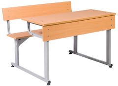 Bộ bàn ghế học sinh cấp 1,2 liền ghế gỗ Melamine khung thép sơn tĩnh điện BHS104C