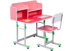 Bộ bàn ghế học sinh có kệ sách bằng gỗ melamine, tăng giảm chiều cao BHS30
