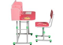 Bộ bàn ghế học sinh có kệ sách bằng gỗ melamine, tăng giảm chiều cao BHS30