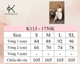  K113 Đầm linen cổ vuông, tay phồng, phối ren dáng xòe chữ A 