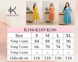  K184/K185/K186 Đầm Linen cổ vuông, tay ngắn phồng 