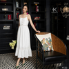  K132 - Đầm Maxi Linen Đính Cúc Ngực Phối Ren Đuôi Cá 2 dây 