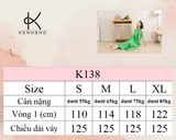  K181 Đầm maxi linen cổ yếm, đuôi cá 