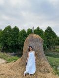  K137 Đầm Maxi Linen 2 Dây,  dáng suông, xếp ly 