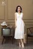 K122 Đầm linen cổ V, sát nách, buộc dây ở lưng, đính cúc trẻ trung quyến rũ. BEST SELLER