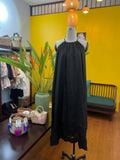  K112 Đầm maxi LINEN cổ yếm, dáng xuông,  gấu đính ngọc trai 