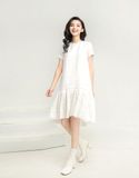  K125 Đầm LINEN suông cổ tròn đuôi cá, tay ngắn 