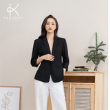  K163 Áo vest linen lụa tay lỡ màu đen 