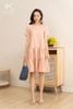 K179 Đầm linen cổ tròn đuôi cá 2 tầng, tay ngắn