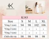  K183 Đầm linen xuông, cổ đức, viền đen 