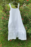  K119 Đầm LINEN suông, 2 dây đuôi cá may mix ren 