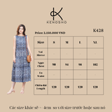  K428 Đầm Ramie họa tiết quả trám sát nách 3 tầng NEW ARRIVALS 