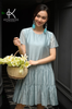 K131 Đầm cotton lụa, dáng suông đuôi cá 2 tầng, màu trắng