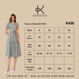  K430 - Đầm Xòe Ramie Hoa Nhí Cổ V – Thanh Lịch, Dễ Mặc, Phù Hợp Mọi Dịp 