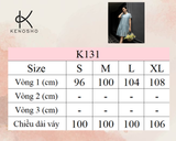  K131 Đầm cotton lụa, dáng suông đuôi cá 2 tầng, màu trắng 