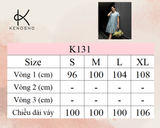  K131 Đầm cotton lụa, dáng xuông đuôi cá 2 tầng, màu trắng 