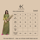  K443 - GIAO HÒA, Áo Dài Linen Dáng Xuông, Họa Tiết Hoa Lá Xanh , Quần Hồng, Thanh Lịch Cho Phụ Nữ NEW ARRIVALS 