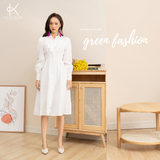  K182/ K189 Đầm sơ mi linen cổ đức, viền ngực 