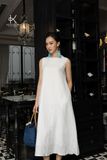  K140 Đầm Linen Suông Cổ Tròn Phối Ren 
