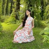  K170 Đầm Cherry dáng suông, cổ tròn, sát nách 