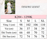  K204 Áo sơ mi cổ tàu, tay ren sóng dáng dài 