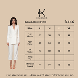 K446 - Bộ Suit trắng gồm áo Blazer  dáng ôm, 2 hàng cúc và quần ống đứng sang trọng tao nhã NEW ARRIVALS 