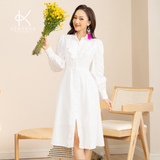  K182/ K189 Đầm sơ mi linen cổ đức, viền ngực 