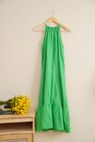  K181 Đầm maxi linen cổ yếm, đuôi cá 