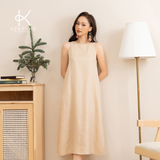  k187 Đầm Linen suông, sát nách, cổ tròn 