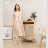 k187 Đầm Linen suông, sát nách, cổ tròn 