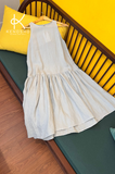  K319 Đầm LINEN suông, cổ yếm, đuôi cá sát nách 
