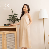  k187 Đầm Linen suông, sát nách, cổ tròn 