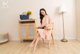  K179 Đầm linen cổ tròn đuôi cá 2 tầng, tay ngắn 