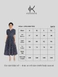  k473 Đầm chữ A cổ đức màu xanh than họa tiết hoa nhí - NEW ARRIVALS 