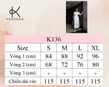  K136 Đầm Linen Cổ V, Xếp Ly Ngực Phối Ren, Tay Phồng BEST SELLER 