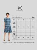  K477 Đầm suông Linen Caro Xanh Xếp Ly –  Thanh Lịch & Duyên Dáng 