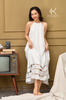  K112 Đầm maxi LINEN cổ yếm, dáng suông,  gấu đính ngọc trai 