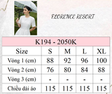  K194 Đầm Linen thêu ren thân trên, dáng xòe, cổ tròn tay ngắn 
