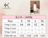  K119 Đầm LINEN suông, 2 dây đuôi cá may mix ren 