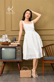  K114 Đầm LINEN 2 dây, cài khuy 2 bên 