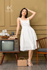 K114 Đầm LINEN 2 dây, cài khuy 2 bên