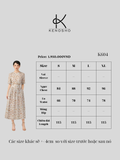  K604 - Đầm ramie cổ tròn, hoa nhí nền ghi xám 