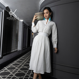  K157 + K158 - Set đồ gồm áo sơ mi linen cổ tàu, xếp ly 2 vạt, tay dài đính ren và chân váy xòe dáng A 