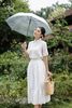 K204 Áo sơ mi cổ tàu, tay ren sóng dáng dài BEST SELLER