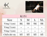  K151 Đầm suông linen cổ lá sen, xếp ly ngực, đuôi cá 