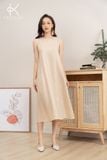  k187 Đầm Linen suông, sát nách, cổ tròn 
